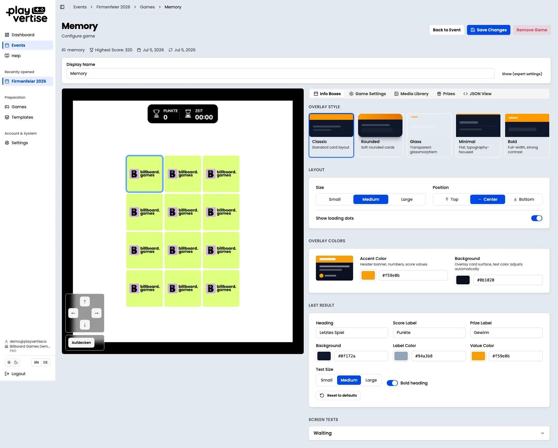 GameHub: visual no-code editor for game branding with styles, colors and layout